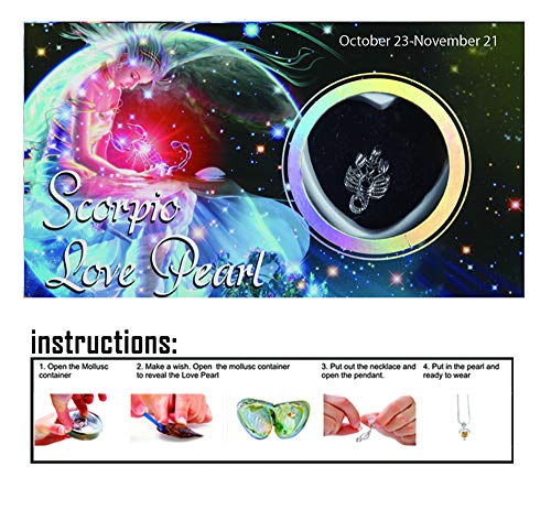 Scorpio Pendant Wish Pearl Necklace - Love Pearl Scorpio Pendant Necklace with Genuine Pearl