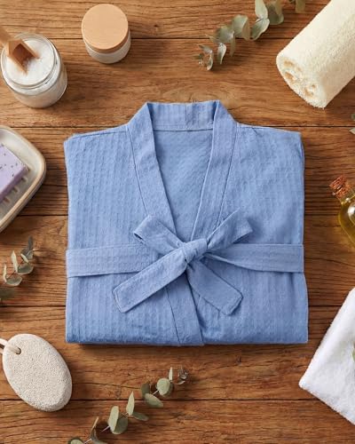 Image of Panitay Women's Waffle Knit Robes Thin Spa Bath Robe Bulk Hotel Lightweight Commercial Soft for House Shower Party