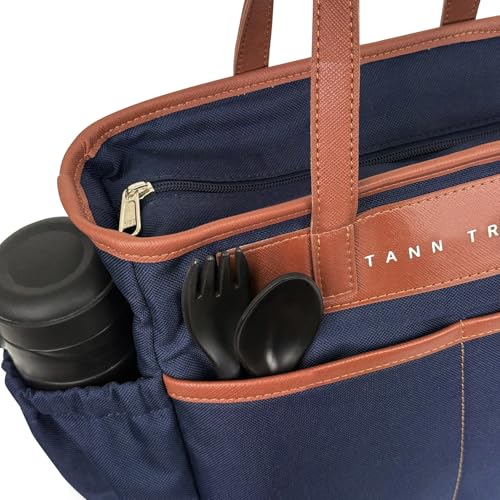 Image of TANN TRIM Blue Insulated Lunch Bag, Reusable and Washable, Office Lunch Bag for Men and Women, Eco-Friendly (Blue)