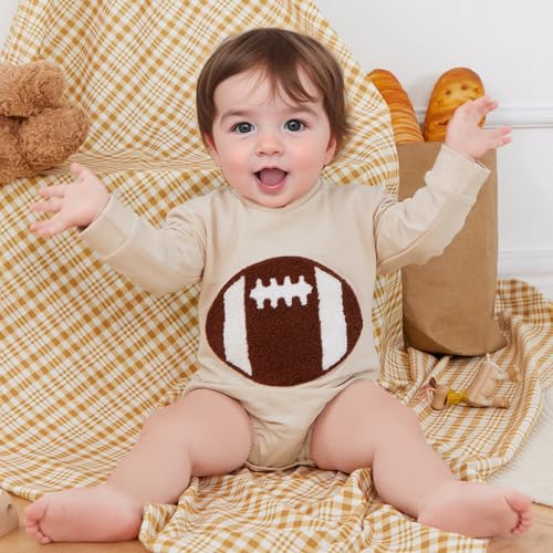 Newborn Football Outfit Baby Boy Girl Embroidery Bubble Romper Long Sleeve Jumpsuit Cute Infant Fall Clothes3