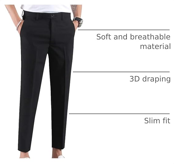 MOGU Ankle-Length Dress Pants for Men Slim Fit Cropped Trousers