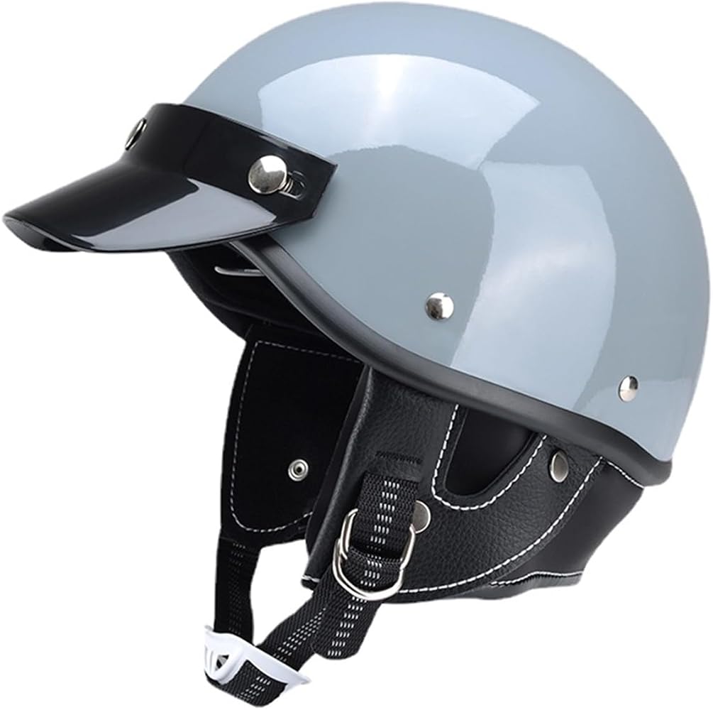 バイク バイク用 ハーフヘルメット ホワイト バイザー付き
