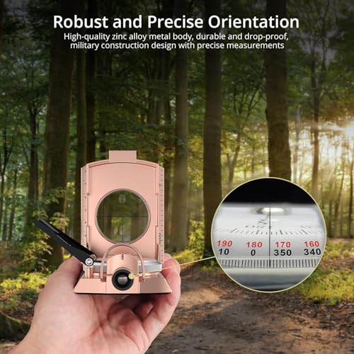 Anbte Purple Copper Hiking Compass, IP65 Waterproof Metal Compass with Sighting Clinometer, Compass for Camping Hunting Hiking Navigation - Thumbnail 6