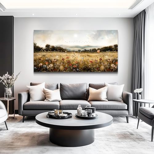 KELIYUAN Modern Canvas Print Wall Art Vintage Home Decorlawn Painting With Floral Wall Art Printsclassic Landscape Office Living Room Bedroom Wall Decor Home Decorcan Be Hung Directly 24x48 Inches by KELIYUAN - Used condition - Image 3
