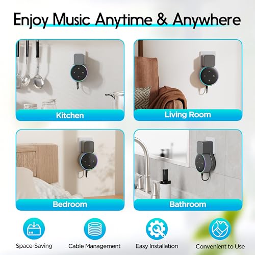 Image of Echo Dot Wall Mount Holder for 3rd Generation, Space Saving Accessories Smart Home Speakers, Clever Echo Dot(3rd Gen) Accessories with Built-in Cable Management Without Messy Wires-Gray