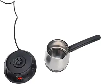 SIXRUN Hervidor de café Turco Eléctrico, Cafetera Turca, Tetera con Largo Extraíble, Hervidor de café Eléctrico de Acero Inoxidable para té, Leche, 500 Ml, Enchufe de la UE, 220 V