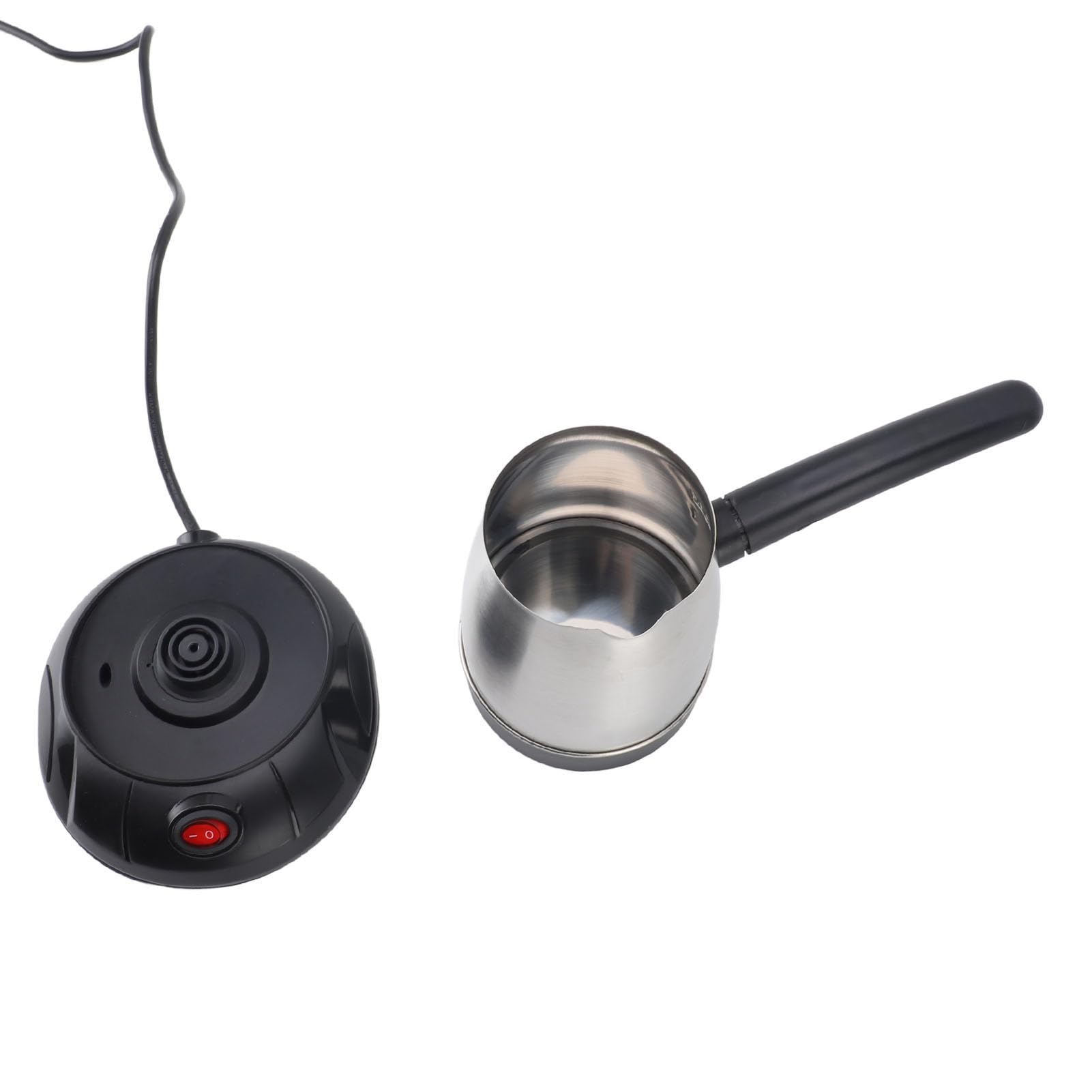 Fdit Caffettiera Turca Elettrica da 500 ML, Caffettiera con Base Antiscivolo, Bollitore per caffè in Acciaio Inossidabile con Manico Rimovibile per Domestica, Tè, Latte, Spina