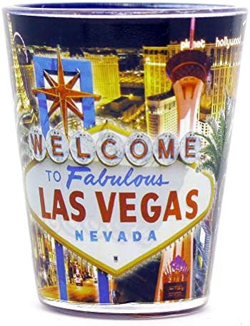 Las Vegas Nevada Black & Blue Collage shot glass image 3