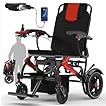 Electric Wheelchairs for Adults Foldable 36LBS Lightweight, 15 Miles Travel Range& Max Support 350 LBS, 500W Brushless Motors Power Motorized for Seniors& LED Light& Airline Approval-Red Style