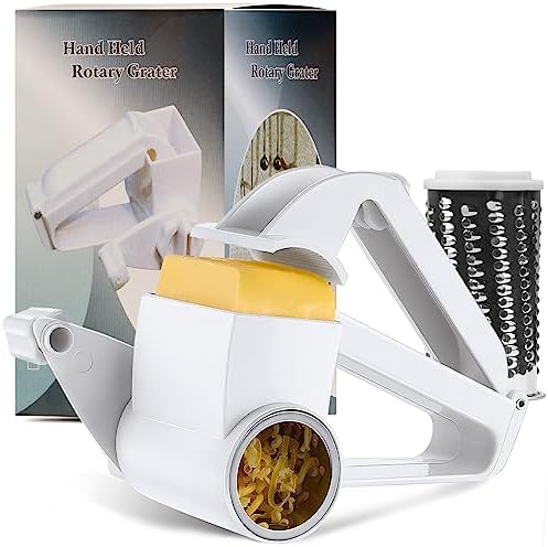 Cheese Grater, Handheld Rotary Cheese Grater, for Parmesan, Cheddar, Nuts, Chocolate, Vegetable, Ergonomic Design