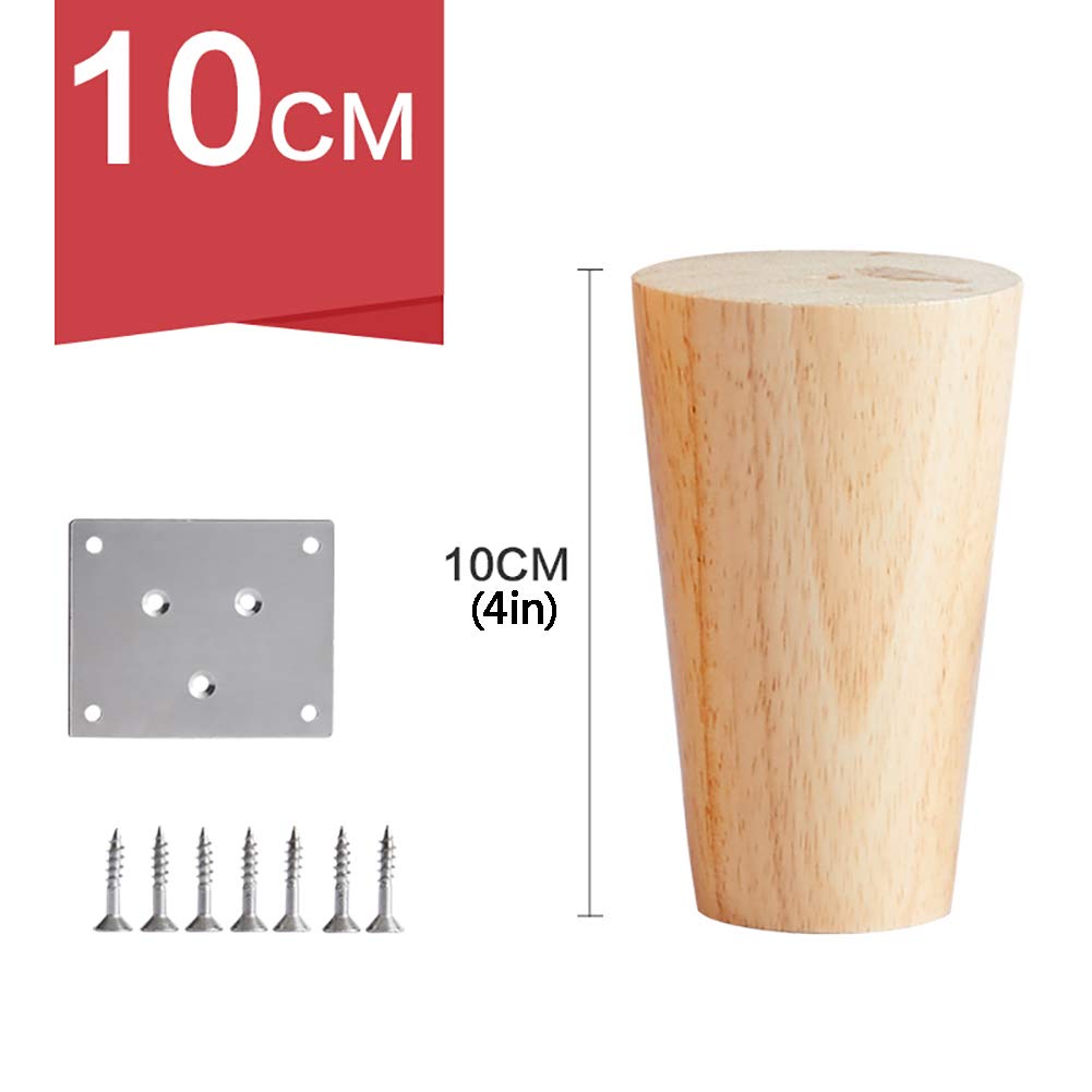 CHEWYNP Patas de Madera para Muebles, Patas de Repuesto para sofá, con Placas de Montaje para Patas y Protectores de Fieltro para sofá, gabinete, sofá, Mesa de Centro, Banco, Silla, Juego