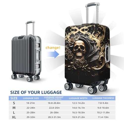 Gold Rose Skull Travel Luggage Covers - Elasticity Suitcase Covers Protector for Luggage 18-32 Inch2