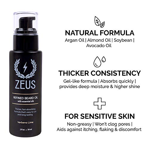 Zeus Beard Starter Kit For Thick Beards, Natural Beard Wash Combo & Premium Refined Beard Oil – Made In Usa (Verbena Lime) #TOP3