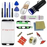 For Samsung Galaxy S7 Edge Screen Replacement, Sunmall Front Outer lens Glass Screen Replacement Repair Kit LCD Glass Repair Kit For Samsung Galaxy S7 Edge G9350 G935T G935A G935V G935R4 G935P (Black)