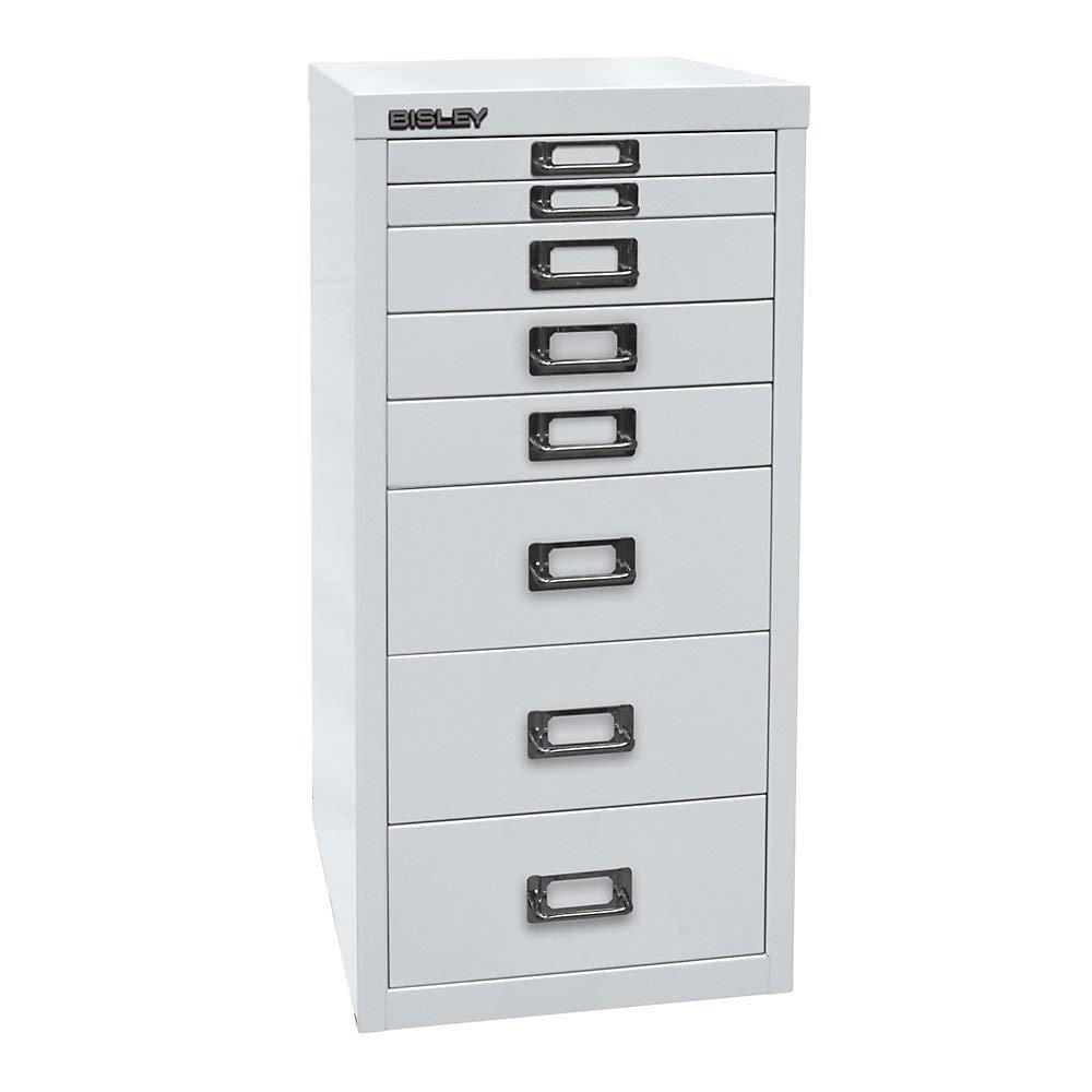 BISLEY H298BNL-av7 MultiDrawer Serie 29 DIN A4, 8 cajones, Metal, 645 Light Grey, 38 x 27.9 x 59 cm