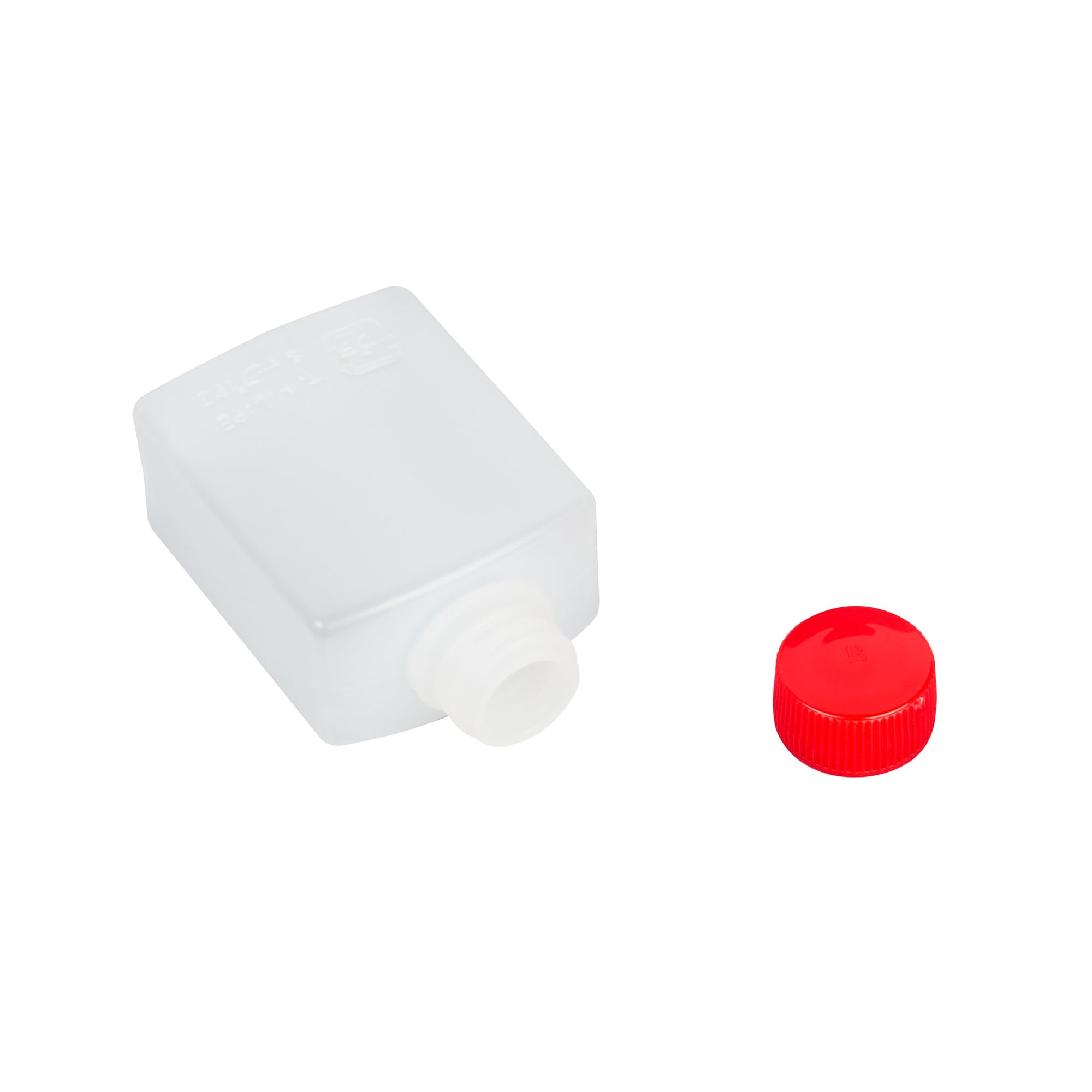 Restaurantware -Bento Tek - Mini botellas de salsa de soja de 2 onzas, 100 mini botellas desechables para condimentos con tapas rojas, paquete de condimentos, vinagre o salsa, botellas de plástico