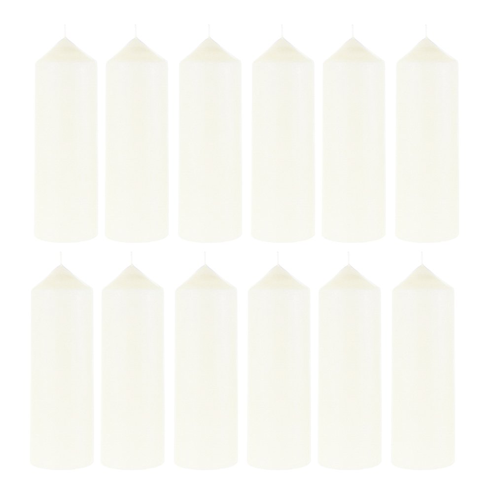 Mega Candles 12 pcs Unscented Ivory Dome Top Pillar Candle, Economical One Time Use Event Wax Candles 3 Inch x 9 Inch, Wedding Receptions, Birthdays, Party, Celebrations, Florists, Churches & More
