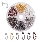 PandaHall Elite 36 Pcs Brass Clip-on Earring Converter Component 19x6x9mm for Non-Pierced Ears 6 Colors