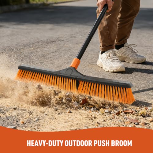Image of CLEANHOME 24 inch Push Broom Brush Outdoor for Shop, Deck, Garage, Concrete
