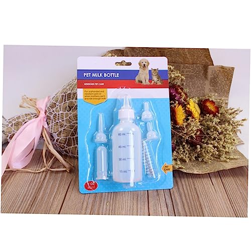 Toddmomy Dog Cat Nursing Feeding Bottle Set 60ml Capacity Kitten Bottle Feeder Professional Brush