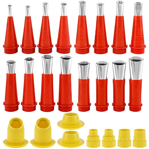 Caulking Nozzle Set Stainless Steel 6-30mm Caulking Tips Set Reusable Caulking Finisher Kit Sealant Finishing Tool with 8 Base for Kitchen Bathroom Window Door Sink