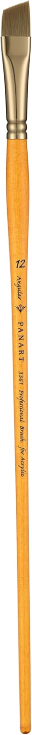 Pan Art No.12 Angular Synthetic Brush for Acrylic Painting - Orange & Brown - 1 Piece