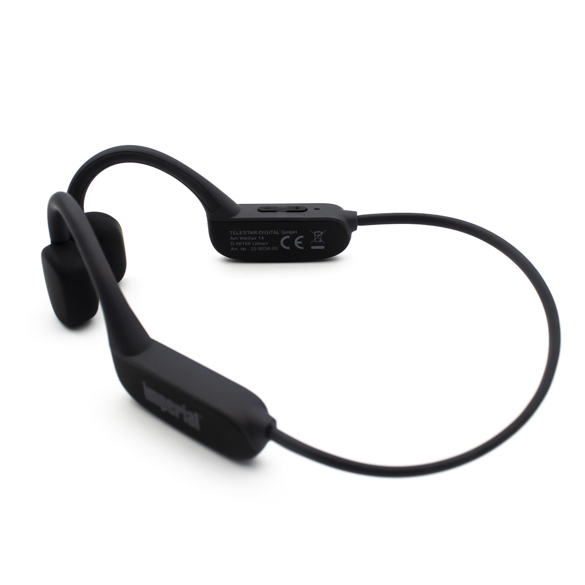 Imperial bluTC Active 2 – Knochenschall Kopfhörer (Bone Conduction, Bluetooth 5.3, 32 GB Speicher, 11 Stunden Spielzeit, Schweißresistent) – Schwarz