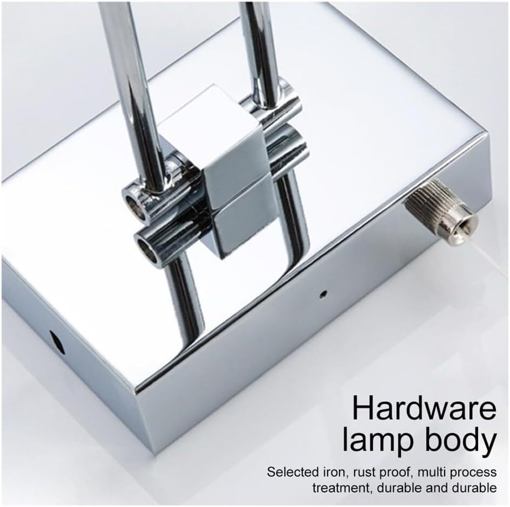 Lampada da Specchio Bagno Vintage Lampada lineare a LED per specchio da bagno Luce frontale per specchio con angolazione regolabile con interruttore a catenella(6000K,60cm)