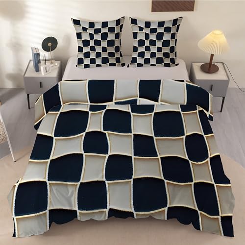 Funda Nórdica Cama 180 Patchwork, Funda Edredon 240x260cm Microfibra Suave, Ropa de Cama Abstracto Geometría - Funda Nordica Geométrico y 2 Funda de Almohada 50x75 con Cremallera, Y-960