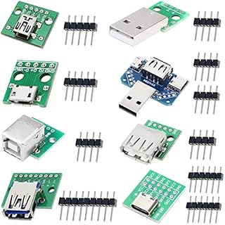 DAOKAI 10 Pcs USB Type A Female to DIP Adapter 2.54mm 4 Pin USB 2.0 Type A Socket to DIP Converter Breakout Board for DIY Power Supply with 40 Pin Header