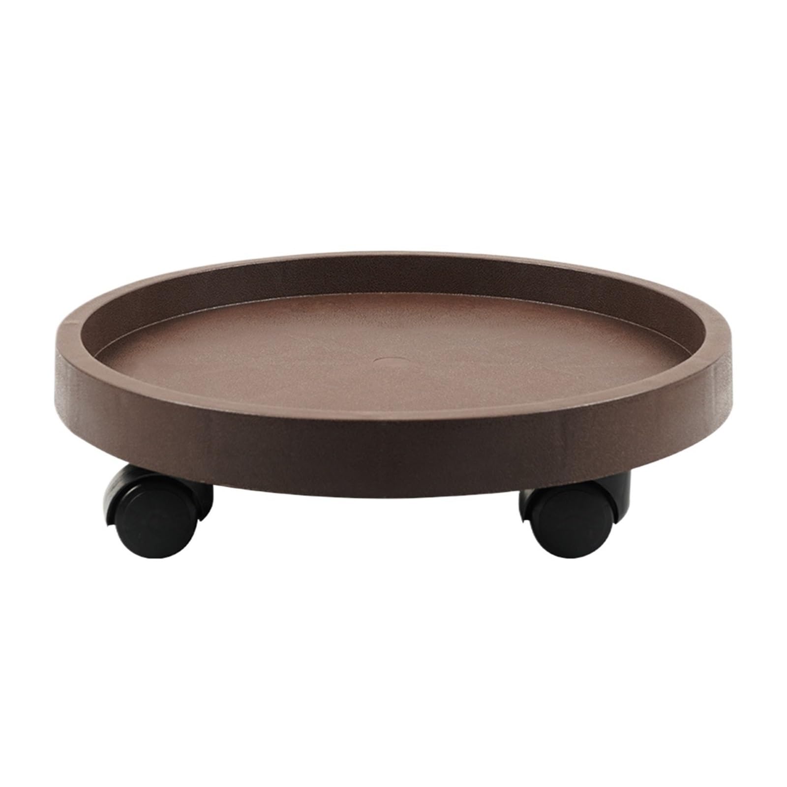 BOJHGO 1Pcs Round Movable Planter Tray With Wheels Multi-Purpose Moving Potted Plant Tool For Plants Gardening(Brown,36cm)