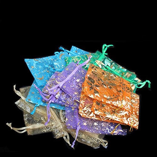Demiawaking 50 Stück Organza Beutel – Mini Geschenktaschen, Ca. 9,5x7 Cm, Mit Zugband, Mischfarben