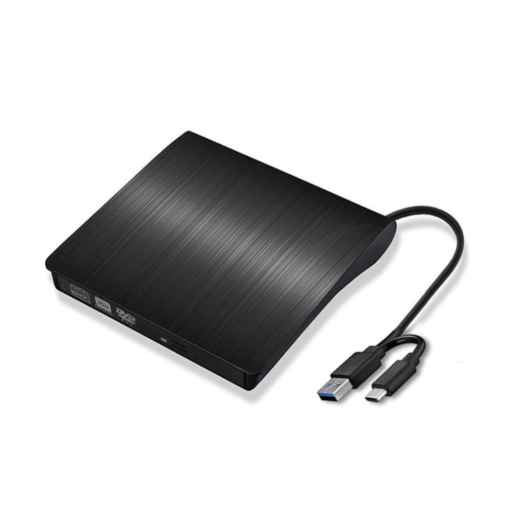 External CD/DVD Drive for Laptop, HYRIPE Ultra Slim USB 3.0 Type-C DVD Player Portable CD +/-RW Disk Drive CD ROM Burner Reader Compatible with Laptop Desktop PC Windows MacBook Mac Linux Mac OS