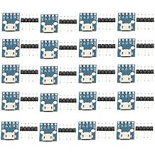 20PCS Micro USB to DIP 5-Pin Pinboard 2.54mm Power Adapter Board 5V Breakout Converter Module for DIY USB Power Supply Breadboard Design