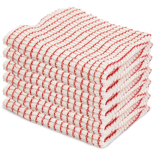 World's Best Dish Cloths: Ultimate Absorbent Kitchen Cleaning Essentials 8 Eselect World's Best Kitchen Dish Cloths - Set of 12 Red Dishcloths for Washing Dishes - Absorbent Poly Cotton Waffle Weave Dish Rags, Made in USA