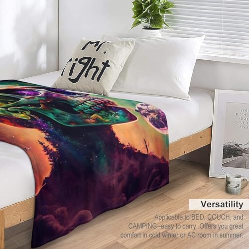 Manta de franela con diseño de calavera 3D para cama y sofá gótica reversible 180x200cm 7
