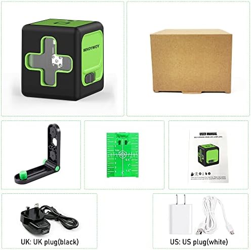 BEKOYWOY Green Beam Laser Level, Cross Line Laser with Magnetic Bracket & with Type-C Charger, 30m/100ft Self-Leveling Vertical and Horizontal Line with 4 Brightness Adjustment, Li-Battery Included