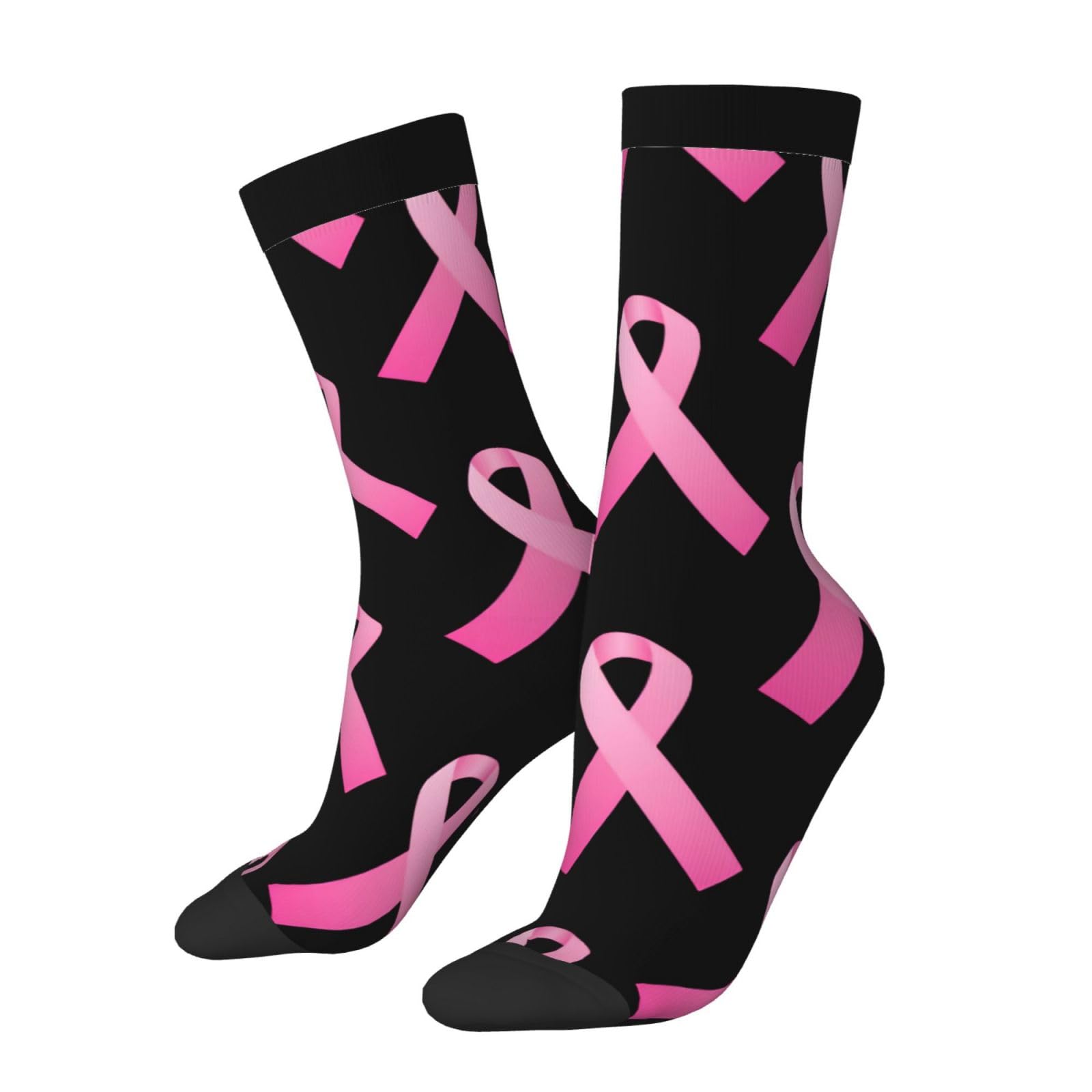 asbwuo Breast Cancer Awareness Socks For Men/Women Gifts,Unisex Novelty Casual Dress Socks