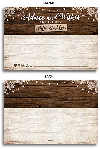 50 Rustic Wedding Advice Cards & Well Wishes for the Bride and Groom - Bridal Shower Games, Wedding Decorations, Rustic Wedding Decorations, Bridal Shower Decorations