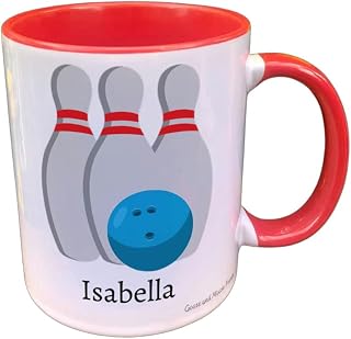 Personalised Bowling Mug Gift - Present for Bowling Lovers - Gifts for Ten Pin Bowlers - Personalised Hobby Mug - Country Style Mug (Blue)