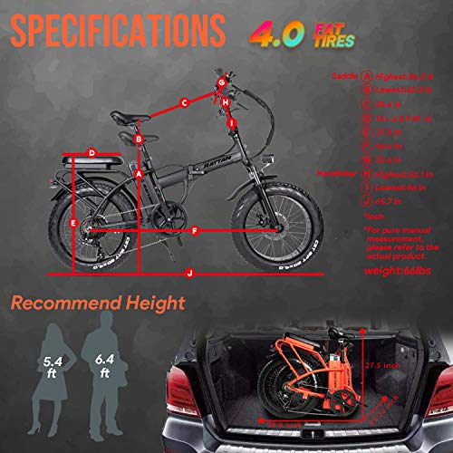 Rattan 750W Electric Bike for Adults Electric Folding Ebikes 20''x4.0 Fat Tire Bikes 48V 13AH Removable Lithium-ion Battery E-Bikes 7 Speed Shifter Electric Bicycle (LF-Purple)