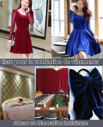 Yimihua Tissu Velours pour Couture Ameublement matière Extensible Velours écrasé en Tissu Matériel Rideaux Coussin Robe Coudre Vestes 100cm x 160cm(Color:Le Noir) – vue 7