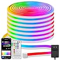 echosari Neon Rope Lights RGB Color Changing IC, 33Ft LED Neon Rope Light Outdoor with Music Sync, 64 Scene Modes for Bedroom Party Decor - Work with Alexa, Google Assistant