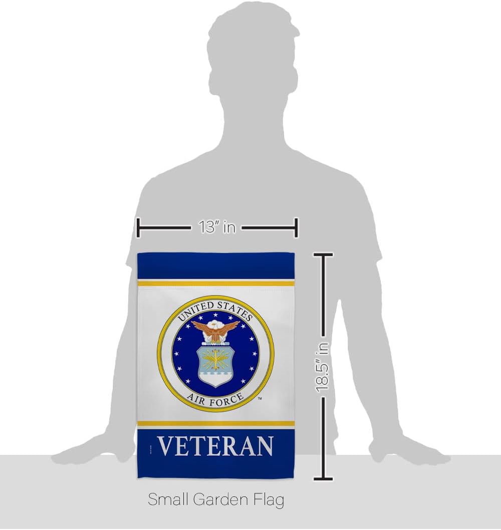Air Veteran Garden Flag Set Wall Hanger Armed Forces USAF United State American Military Retire Official House Decoration Banner Small Yard Gift Double-Sided, 13"x 18.5", Thick Fabric