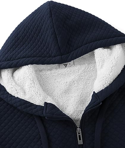 Image of GEEK LIGHTING Mens Fleece Lined Hoodies Zip Up Waffle Knit Thicken Hooded Sweatshirts Winter Jackets