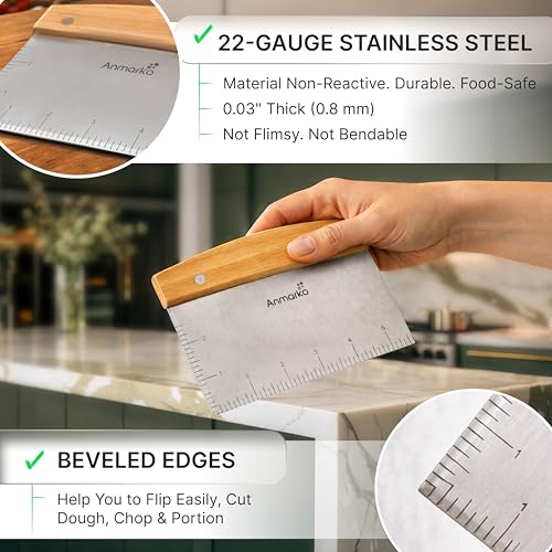 Image of Stainless Steel Metal Griddle Scraper Chopper - GreatA‚ as Dough Cutter for BreadA‚ and Pizza DoughA‚ - MultipurposeA‚ Kitchen Utensil for Flat Top Griddle - Commercial Quality