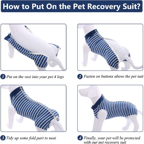 Image of Dog Surgery Recovery Suit,Prevent Licking Dog Onesie Protective Bodysuits for Abdominal Wounds Recovery Shirt After Surgery for Female Male Pet (Blue, S(Back 11.42 inch-Chest 13-16 inch))