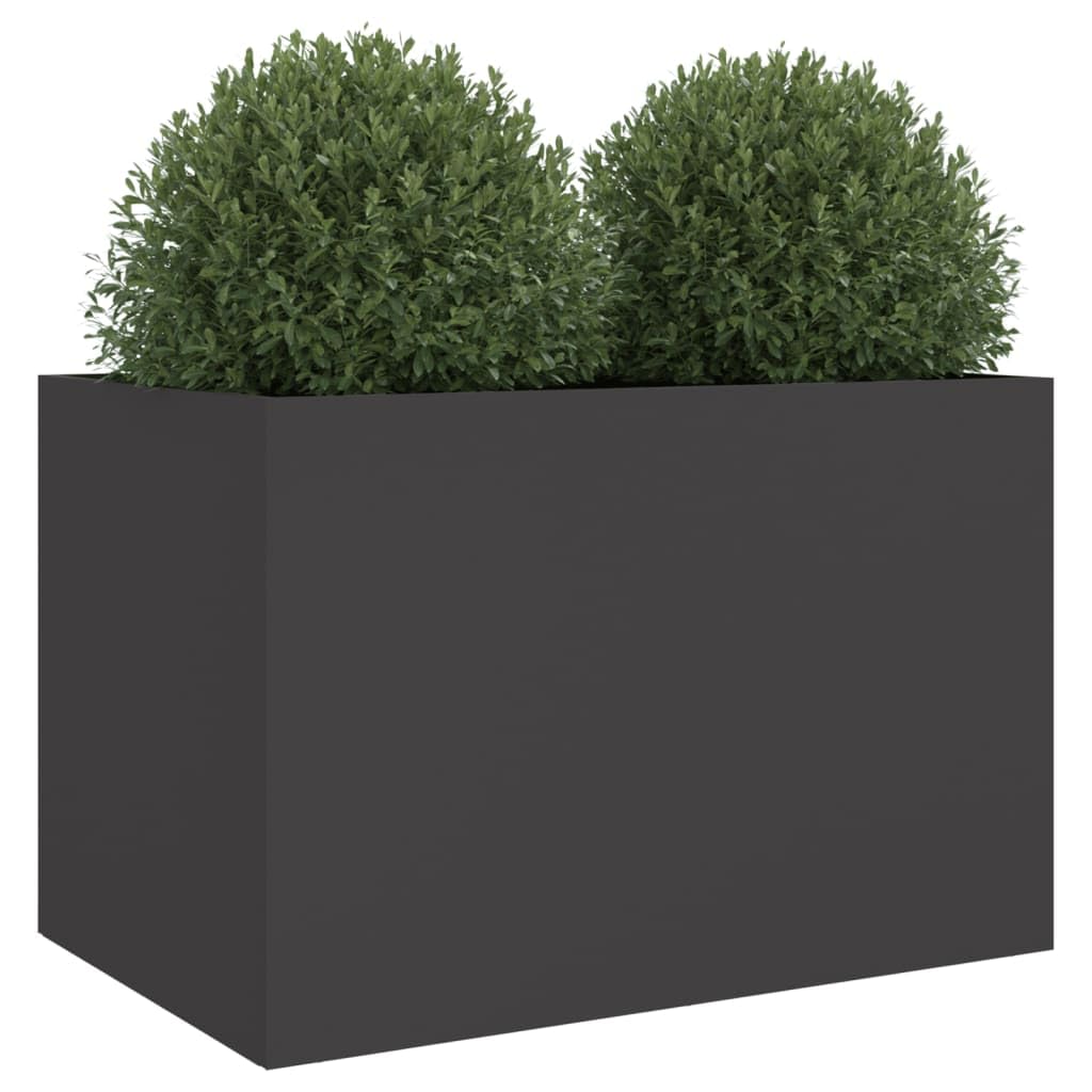 IKAYAA Jardinera Alto de Acero Inoxidable, Macetero Grande Exterior, Maceta Alta Exterior y Terraza, Maceta Grande, Jardinera Alta Acero/Negro 62 x 47 x 46 cm