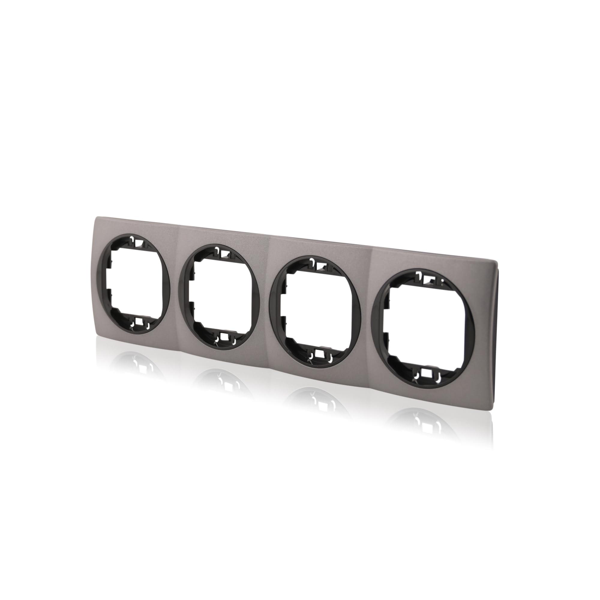 Set di 4 prese dati nero 2 x RJ45 Cat 6 FTP Ø 60 mm & 4 cornici antracite/nero 80 x 293 mm orizzontale