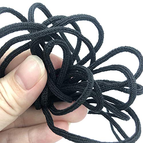 20Yards 3mm White Round Ear Tie Earloop Strap Handmade String 1/8 Inch Elastic Cord Rope Band for Crafts DIY Sewing (3mm, Black)